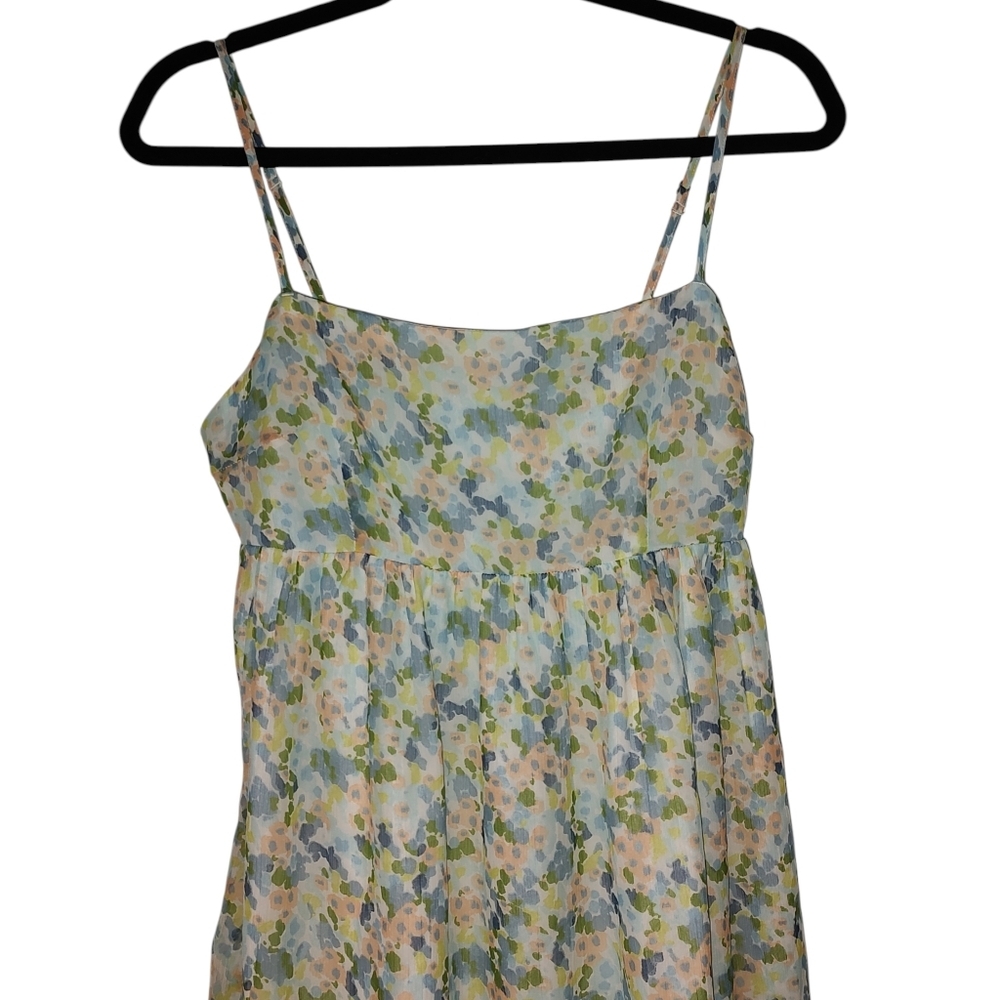 Abercrombie & Fitch Blue And Green Floral Milkmaid Style Maxi Dress - Picture 2 of 4
